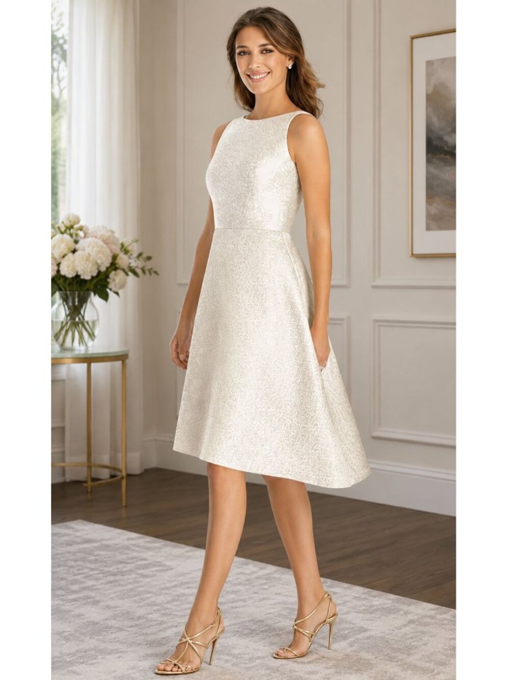 Dessy Collection Ivory Gold Dress Size 10-NWT